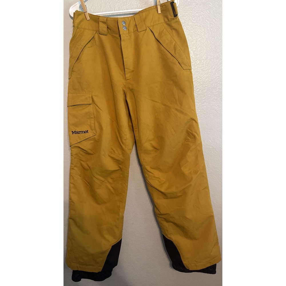 Marmot Men M Layout Cargo Ski Snowboard Pants Gold Yellow Citron Needs Repair